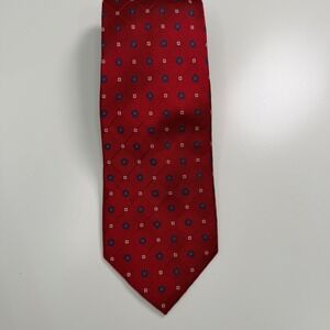 Eagle Shirtmakers Mens Silk Tie Red Geometric Diamond Medallion Fathers Day